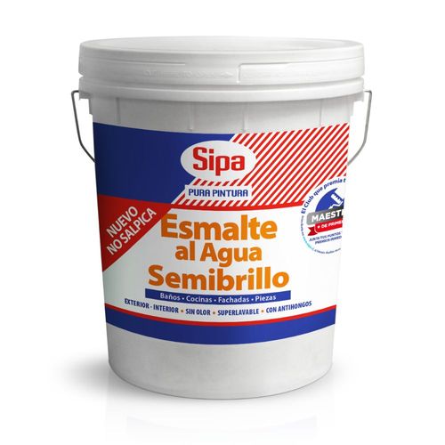 Esmalte al Agua Semibrillo 4gl Blanco Sipa